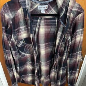 Carhartt Checkered Flannel Shirt in Maroon and Cream